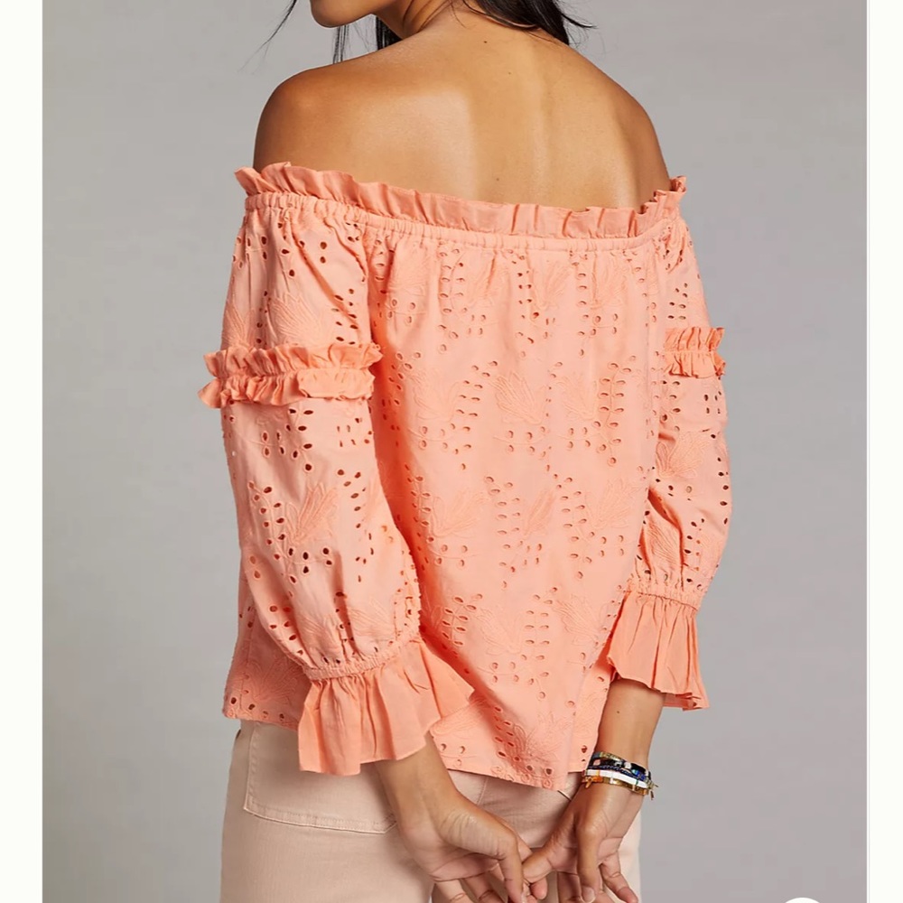 Anthropology Jane Eyelet Lace Off-The Shoulder Blouse